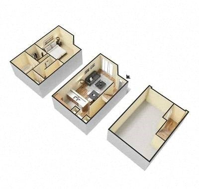 Floor plan for 1 bed, 1 bath, 695 sqft